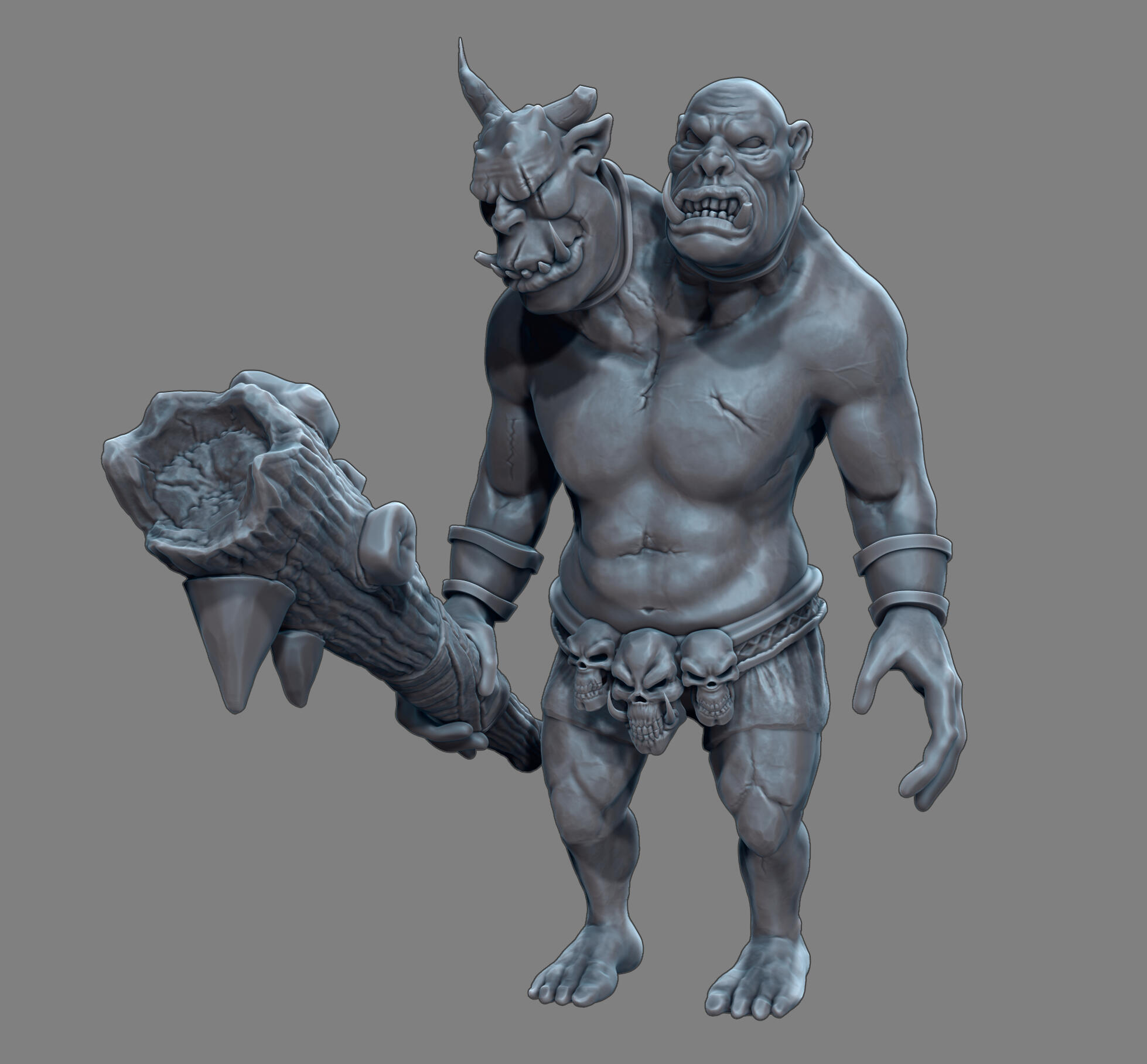 Two-Headed Ogre - 3D Sculpt (Done for Unreleased VR Game - Zecromancer)