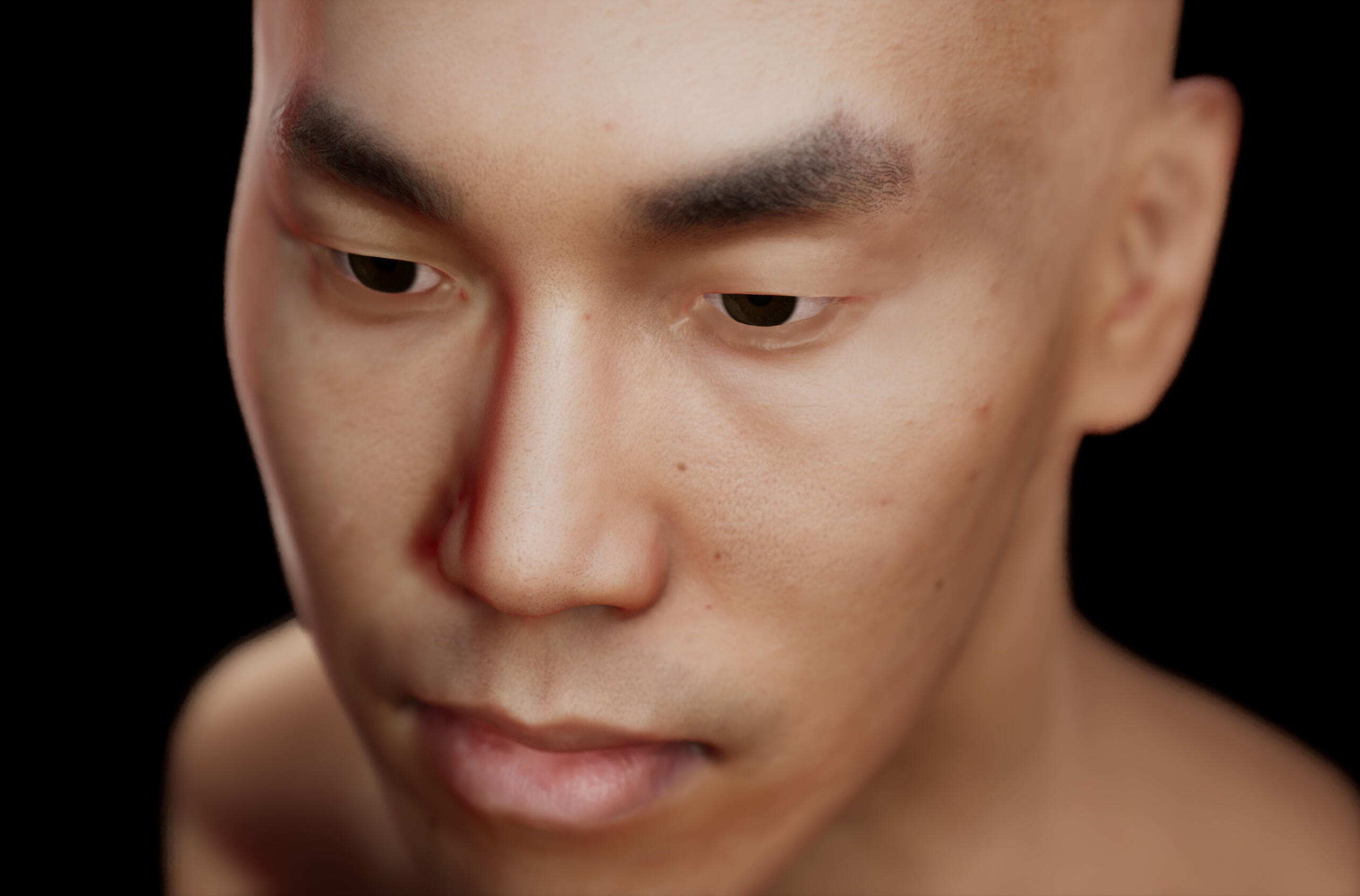 A top down view of my realistic likeness