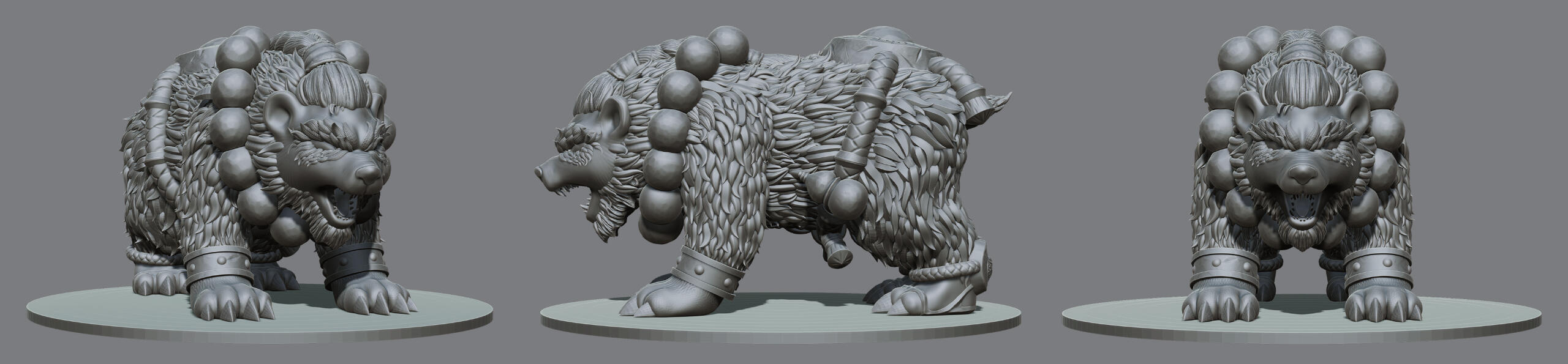 Pandaren Bear Druid High-Res Sculpt Turnaround